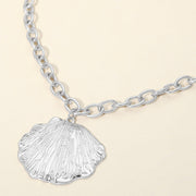 Textured Metal Seashell Pendant Necklace
