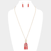 Abstract Patterned Geometric Link Pendant Necklace
