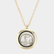 'T' Initial Monogram Floating Locket Pendant Necklace