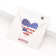 American USA Flag Printed United State Map Pendant Necklace