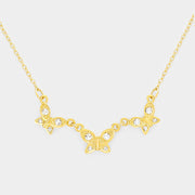 Rhinestone Triple Butterfly Pendant Necklace