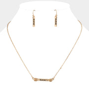 "SISTER" Irregular Horizontal Metal Bar Pendant Necklace