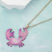 Crab Colored Metal Pendant Necklace
