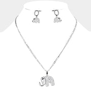CZ Embellished Elephant Pendant Necklace