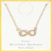18K Gold Filled Hypoallergenic Stone Paved Infinity Pendant Necklace