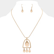 Abstract Metal Teardrop Dangle Pendant Necklace