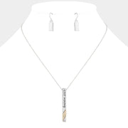 "Keep Moving" Metal Bar Pendant Necklace
