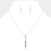"Forever Together" Metal Bar Pendant Necklace