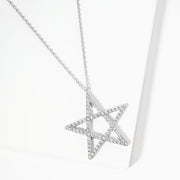 White Gold Dipped CZ Pave Star Pendant Necklace
