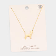 Gold Dipped French Boston Terrier Dog Heart Pendant Necklace
