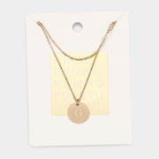-G- Initial Monogram Round Metal Pendant Necklace