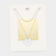 -N- Initial Monogram Round Metal Pendant Necklace