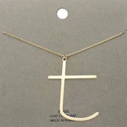 -t- Brass Initial Monogram Metal Pendant Necklace