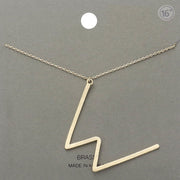 -w- Brass Initial Monogram Metal Pendant Necklace