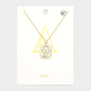 -A- Brass Metal Rectangle Initial Monogram Pendant Necklace