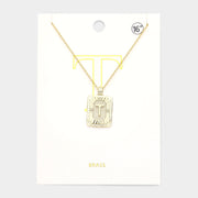 -T- Brass Metal Rectangle Initial Monogram Pendant Necklace