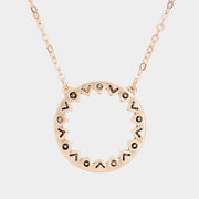 Antique Pattern Metal Open Circle Pendant Necklace