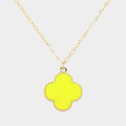 Druzy Quatrefoil Pendant Necklace