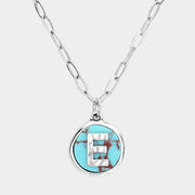 -E- Initial Monogram Turquoise Pendant Necklace