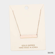 Gold Dipped "Hope" Embossed Bar Necklace