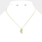 Faux Druzy Seahorse Pendant Necklace