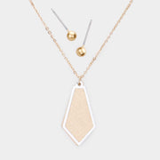 Two Tone Brass Metal Pendant Necklace