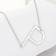 -P- Metal Initial Monogram Pendant Necklace