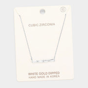 White Gold Dipped Cubic Zirconia Row Pendant Necklace
