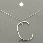 -C- Initial Monogram Brass Metal Pendant Necklace