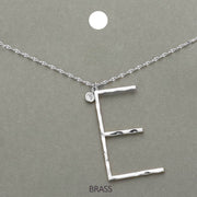 -E- Initial Monogram Brass Metal Pendant Necklace