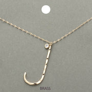 -J- Initial VBrass Metal Pendant Necklace