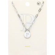 -P- Brass Metal Initial Monogram Lock Pendant Necklace