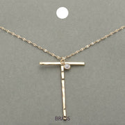 -T- Initial Monogram Brass Metal Pendant Necklace