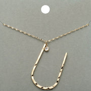 -U- Initial Monogram Brass Metal Pendant Necklace