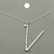 -V- Initial Monogram Brass Metal Pendant Necklace