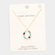 Gold Dipped CZ Letter O Initial Monogram Pendant Necklace