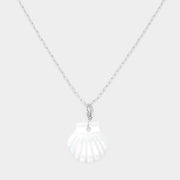 Brass Metal Mother of Pearl Shell Pendant Necklace
