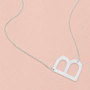 -B- White Gold Dipped Initial Monogram Pendant Necklace