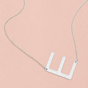 -E- White Gold Dipped Initial Monogram Pendant Necklace