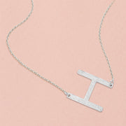 -H- White Gold Dipped Initial Monogram Pendant Necklace