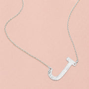 -J- White Gold Dipped Initial Monogram Pendant Necklace