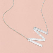 -M- White Gold Dipped Initial Monogram Pendant Necklace