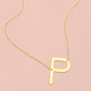 -P- Gold Dipped Initial Monogram Pendant Necklace