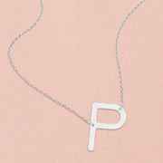 -P- White Gold Dipped Initial Monogram Pendant Necklace