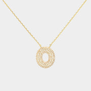 -O- Gold Dipped CZ Initial Monogram Pendant Necklace
