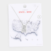 White Gold Dipped Alabama State Pendant Necklace