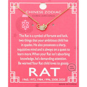 Lunar 12 Zodiac Gold Dipped CZ Rat Pendant Necklace