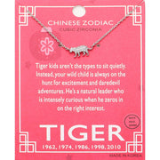 Lunar 12 Zodiac White Gold Dipped CZ Tiger Pendant Necklace