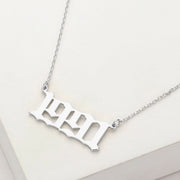 White Gold Dipped 1991 Birth Year Plate Pendant Necklace