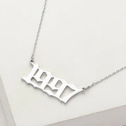 White Gold Dipped 1997 Birth Year Plate Pendant Necklace